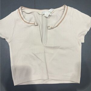 Altar'd State Cream Ribbed Crop Top